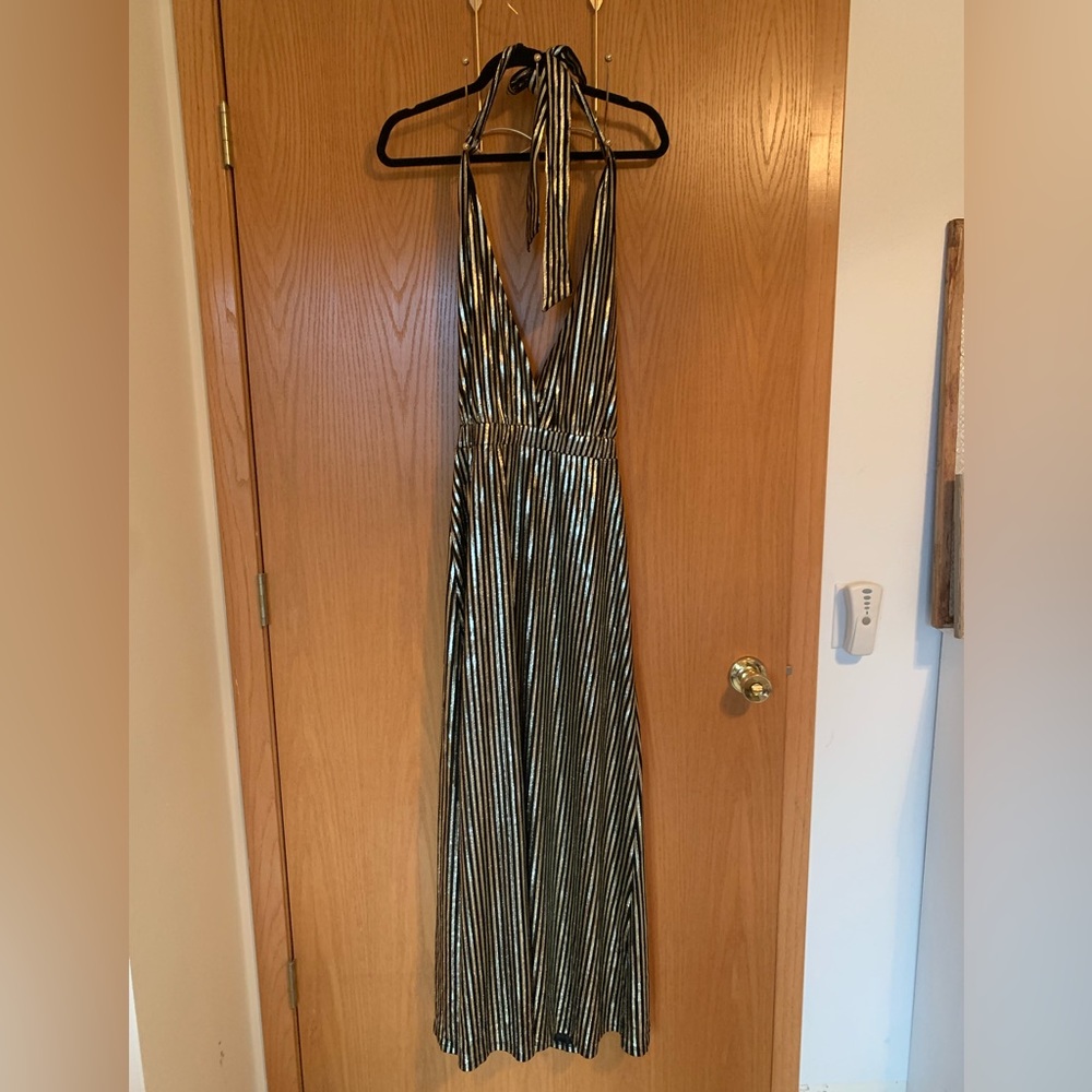 Black and cold cocktail dress